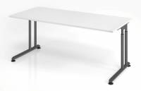 Schreibtisch Zell 180 cm Weiss Grafit ohne Seitenblenden